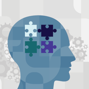 Head with jigsaw puzzles pieces inside