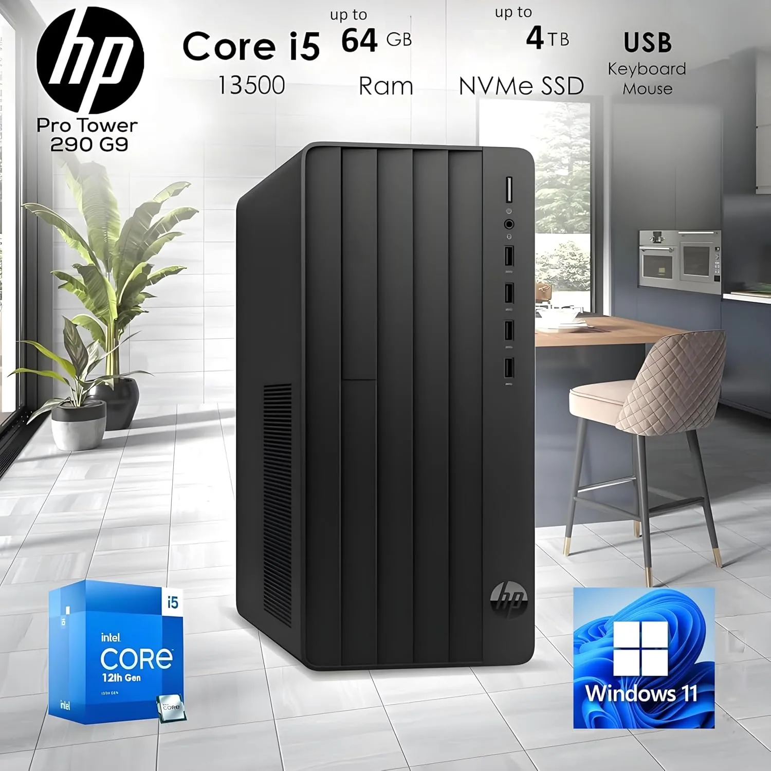 1769332128 517 HP Desktop Computers Tower PC for Home and Business Intel