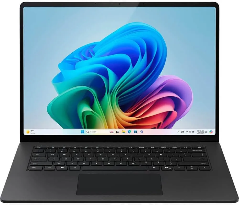 Microsoft Surface Laptop (2024), Windows 11 Copilot+ PC, 15″ Touchscreen Display, Snapdragon X Elite (12 core), 32GB RAM, 1TB SSD Storage, Black Microsoft Surface Laptop (2024), Windows 11 Copilot+ PC, 15″ Touchscreen Display, Snapdragon X Elite (12 core), 32GB RAM, 1TB SSD Storage, Black