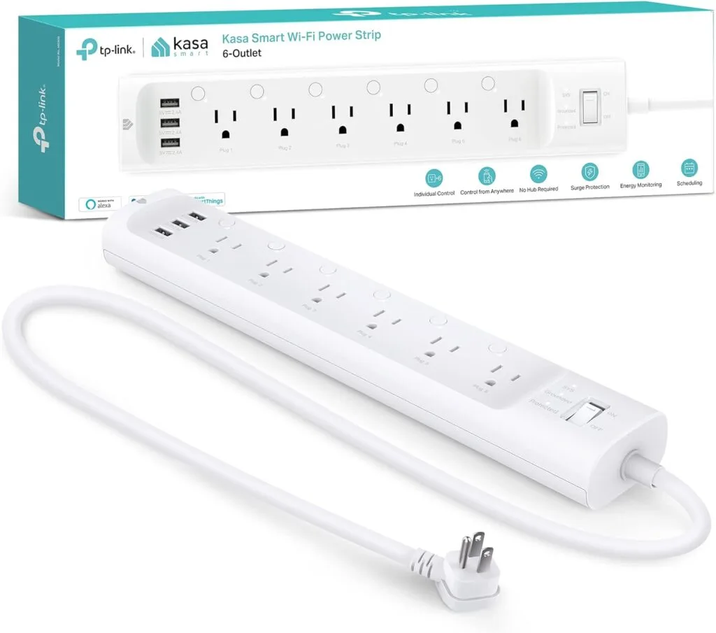 Kasa Smart Plug Power Strip HS300, Surge Protector with 6 Individually Controlled Smart Outlets and 3 USB Ports, Works with Alexa & Google Home, No Hub Required , White Kasa Smart Plug Power Strip HS300, Surge Protector with 6 Individually Controlled Smart Outlets and 3 USB Ports, Works with Alexa & Google Home, No Hub Required , White