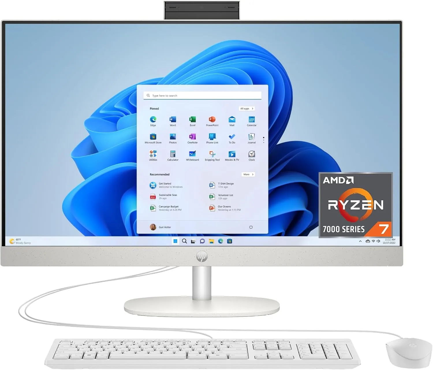 HP 27 inch All in One Desktop PC FHD Display AMD Ryzen