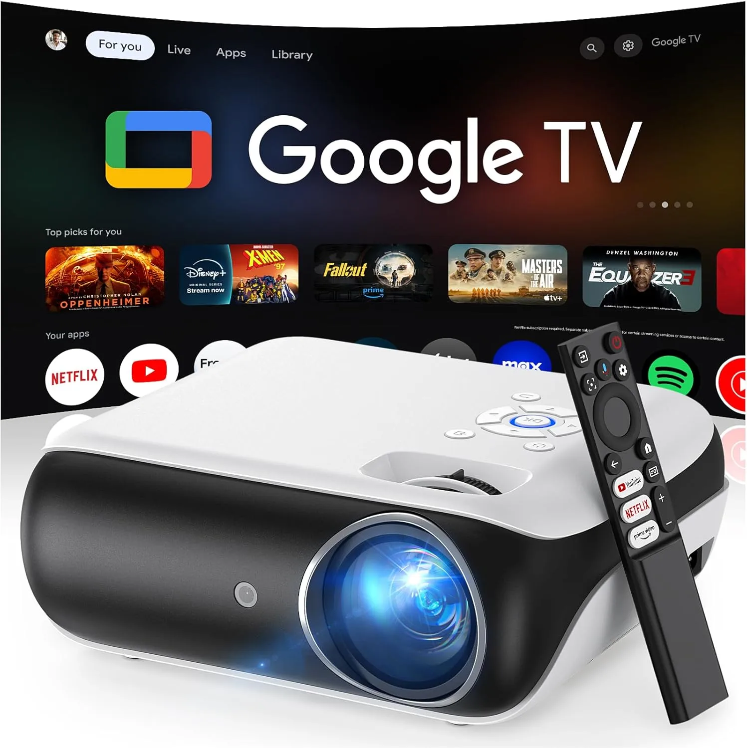 Official Licensed Google TV Smart Projector HAPPRUN 4K UHD Home