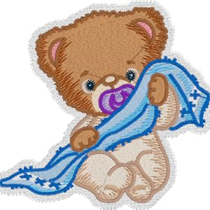bear with knockdown stitches to control pile for embroidery on towels and fur