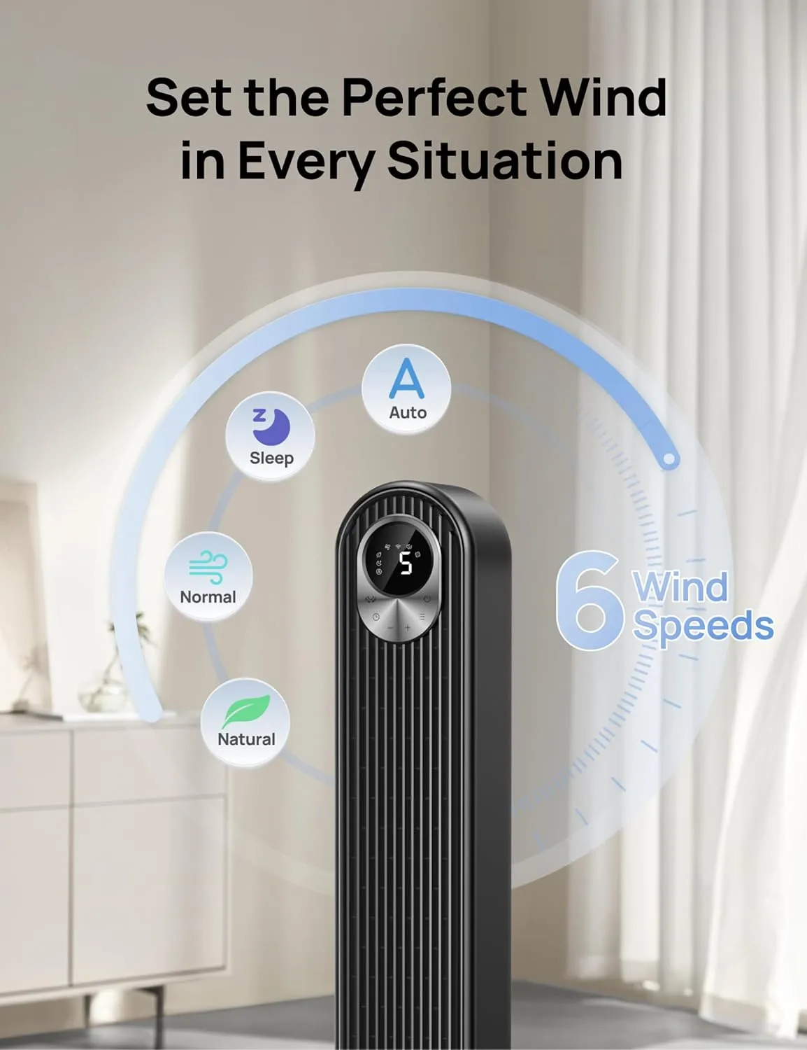 1771239307 945 Dreo Smart Tower Fan WiFi Voice Control Works with AlexaGoogleFloor