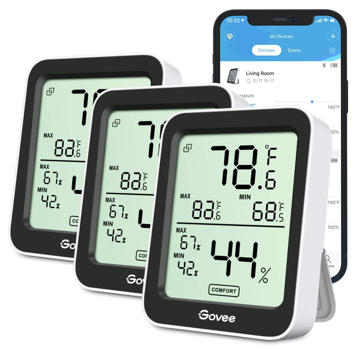 1771364489 204 Govee Indoor Hygrometer Thermometer 3 Pack Bluetooth Humidity Temperature Gauge