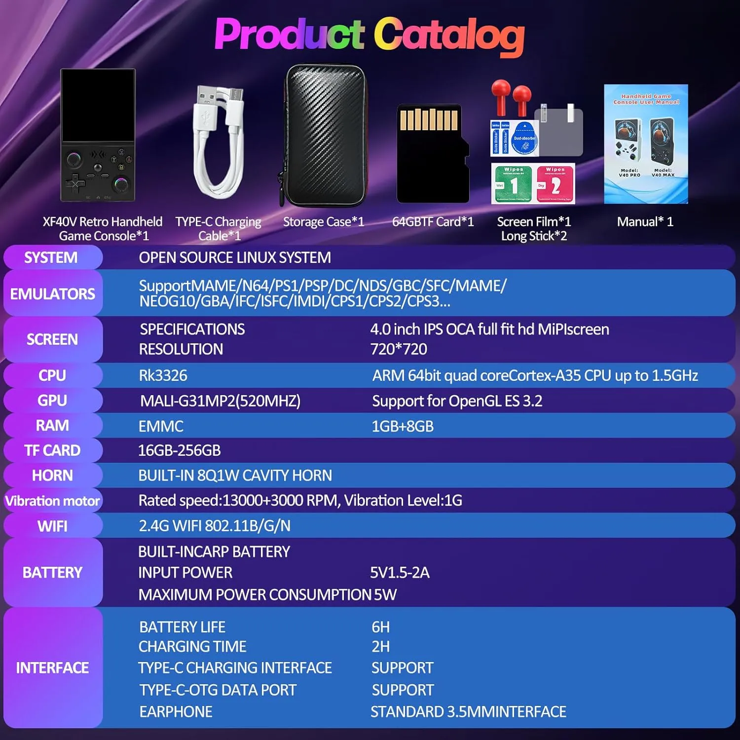 1771859796 948 XF40V Retro Handheld Game Console Retro Gaming Console 40 IPS