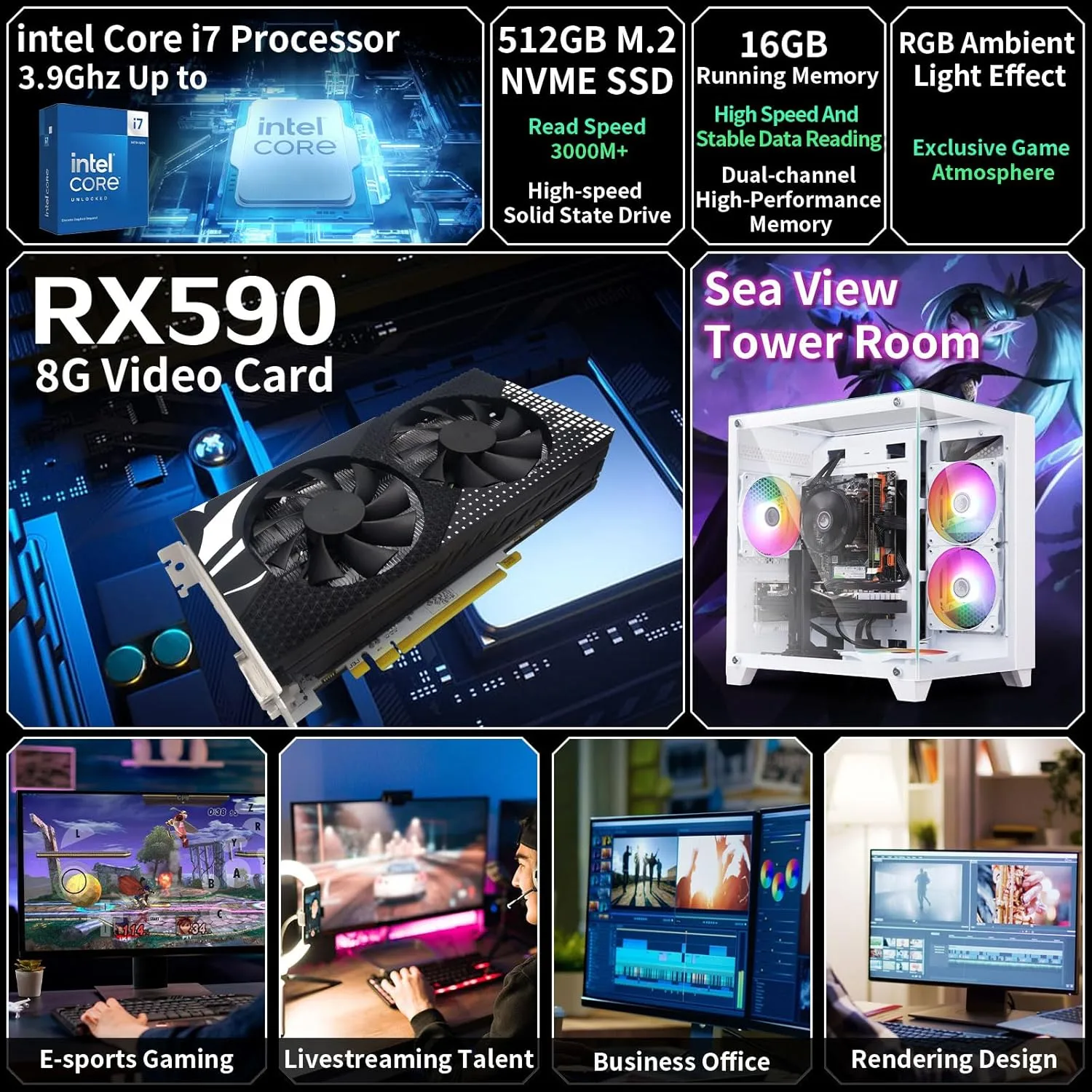 1772155929 868 Prebuilt Gaming PC Desktop ComputerIntel Core i7 DesktopOperating at A