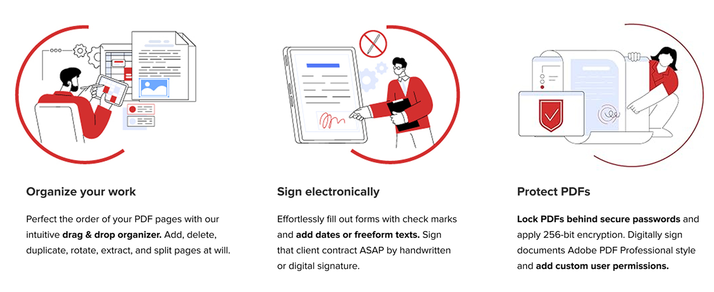 Organize your work, Sign electronically, Protect PDFs