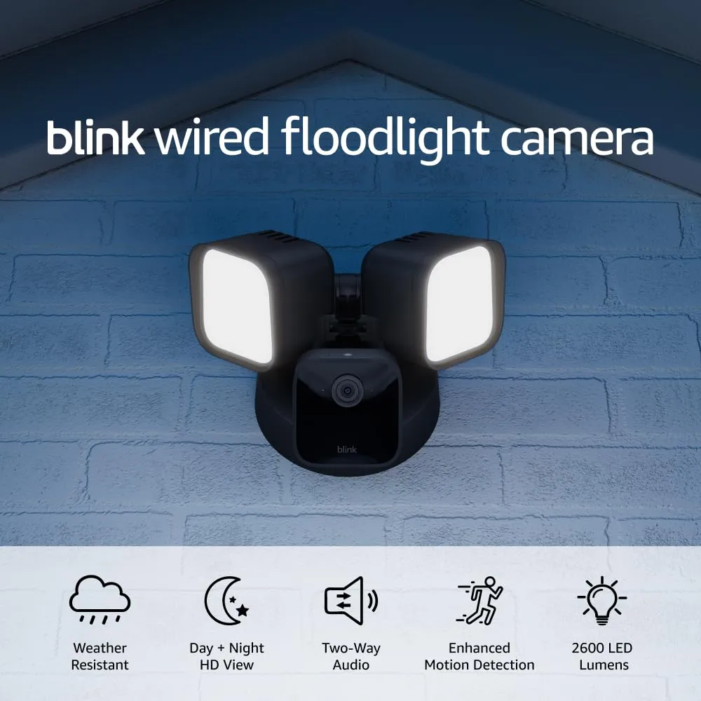 Blink Wired Floodlight Camera Smart security camera 2600 lumens
