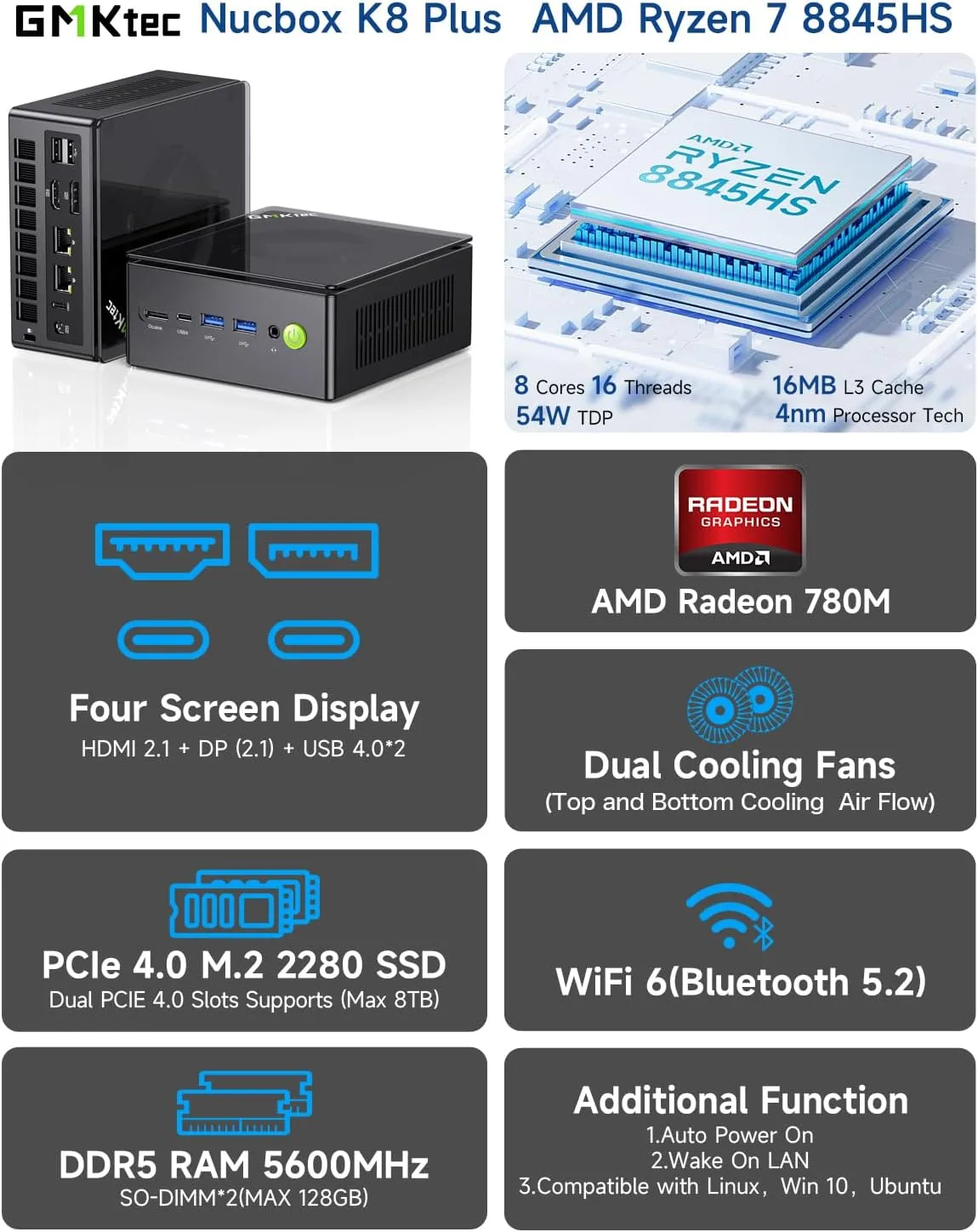 1772570166 831 GMKtec Gaming Mini PC K8 Plus AMD Ryzen 7 8845HS8C16T