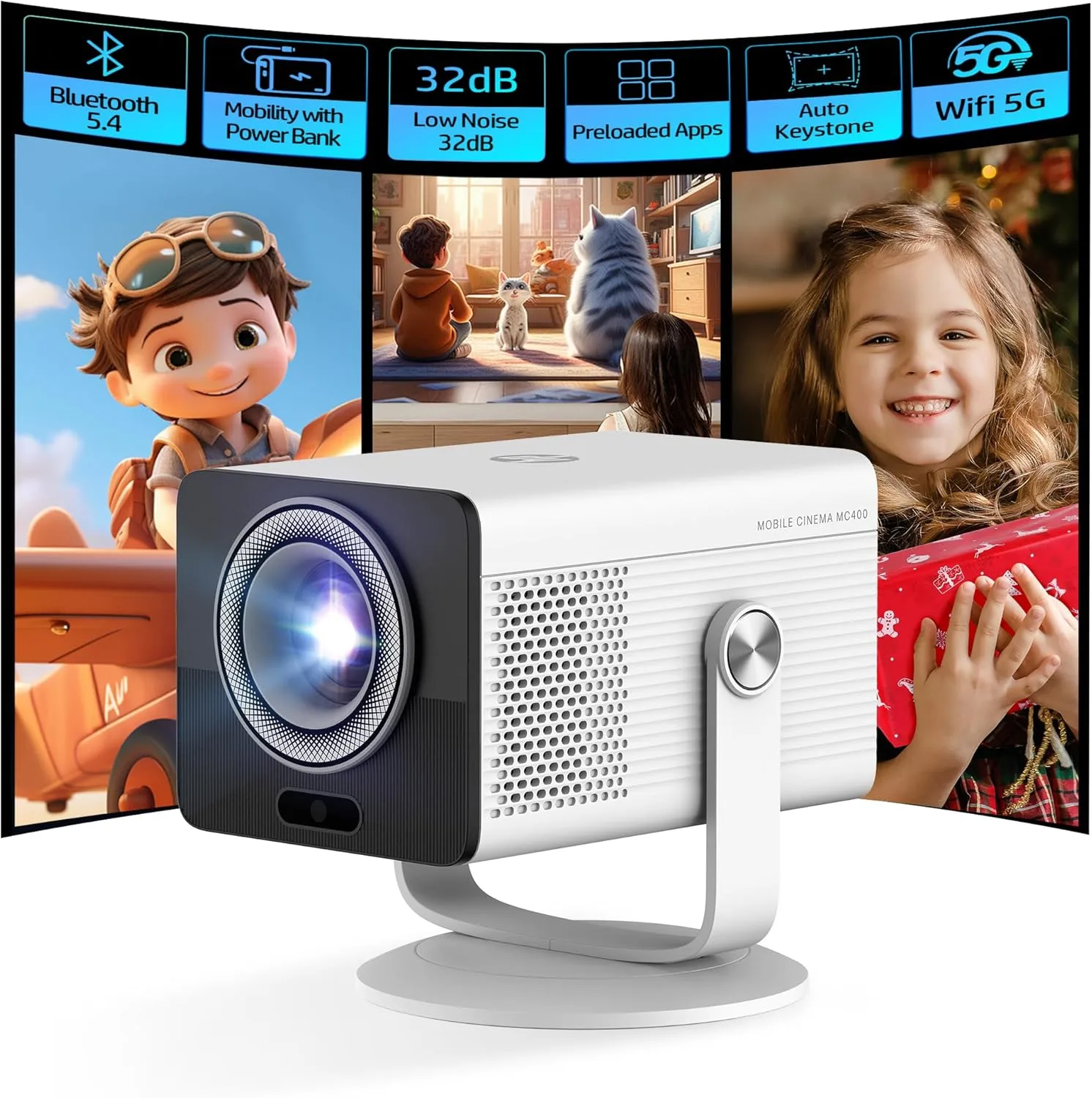 HP MC400 Mini Portable Smart Projector with WiFi and Bluetooth