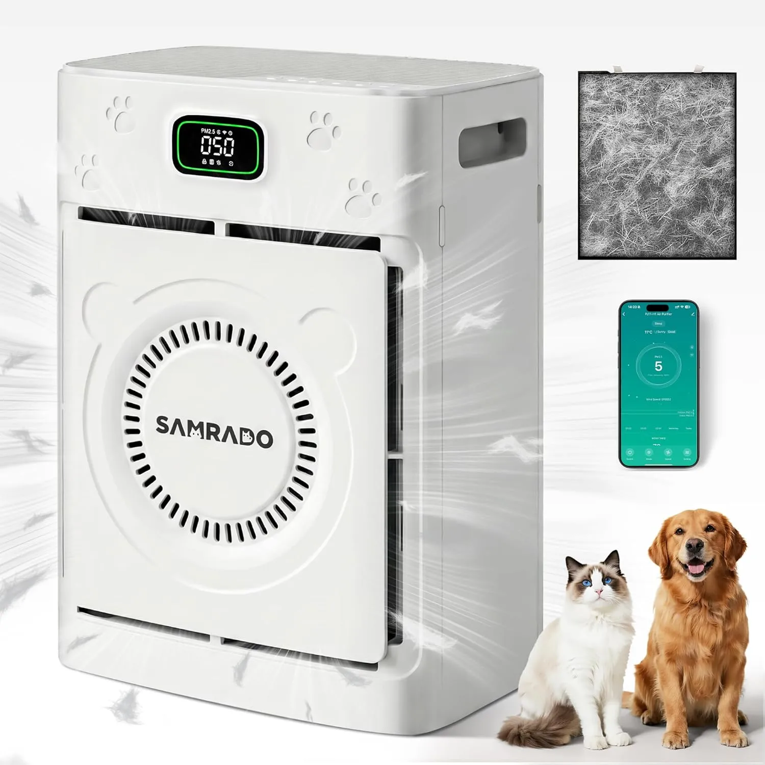 Smart Pet Hair Air Purifier For Home Large Room 2500