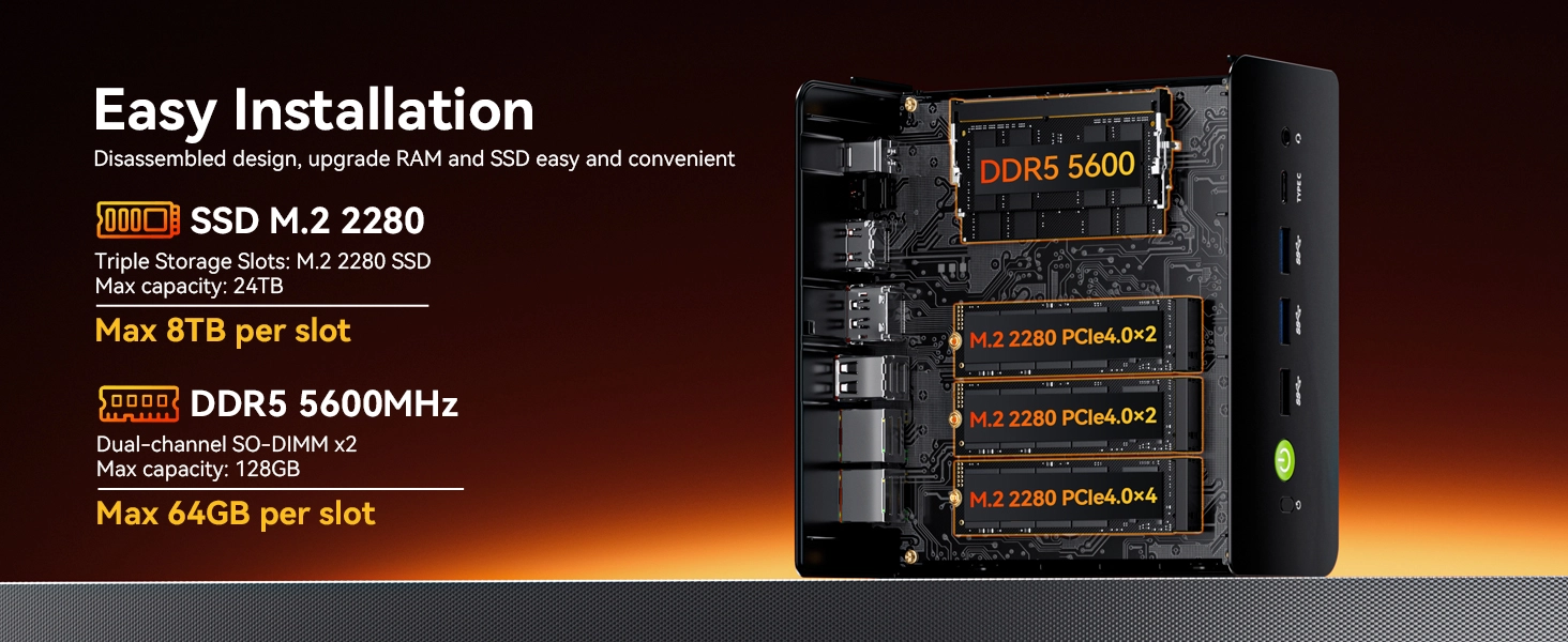 Supports up to 128GB RAM + 24TB Storage Expansion