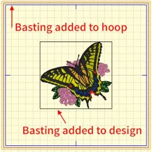 Basting Stitches Added to embroidery design and hoop with Embrilliance Enthusiast