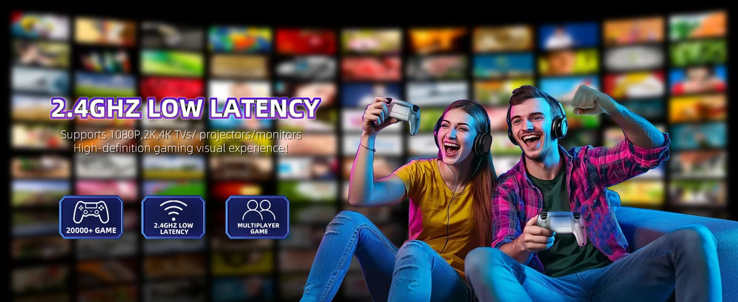 2.4GHz Wireless Controller with Built-in 20000+ Games