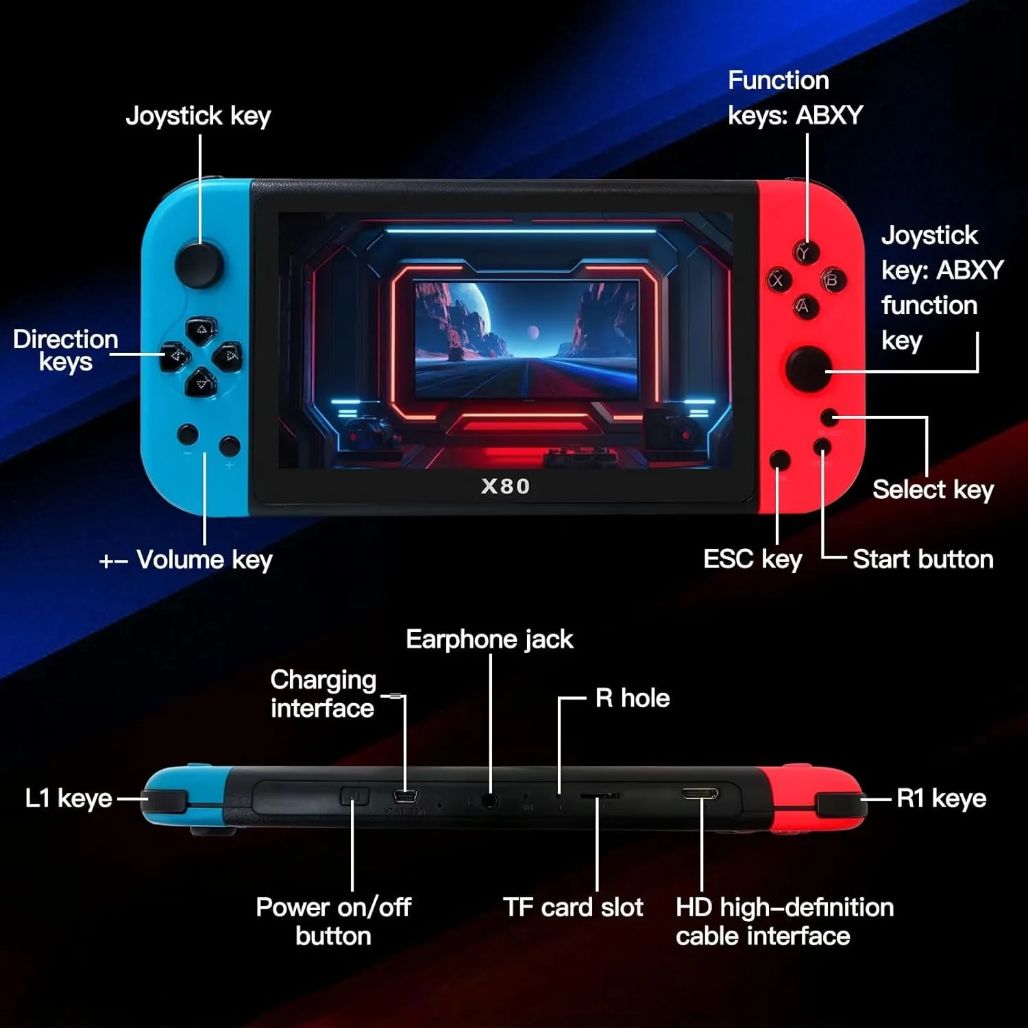 1768008540 617 X80 Handheld Game Console with Preload 20000 Games Portable Video