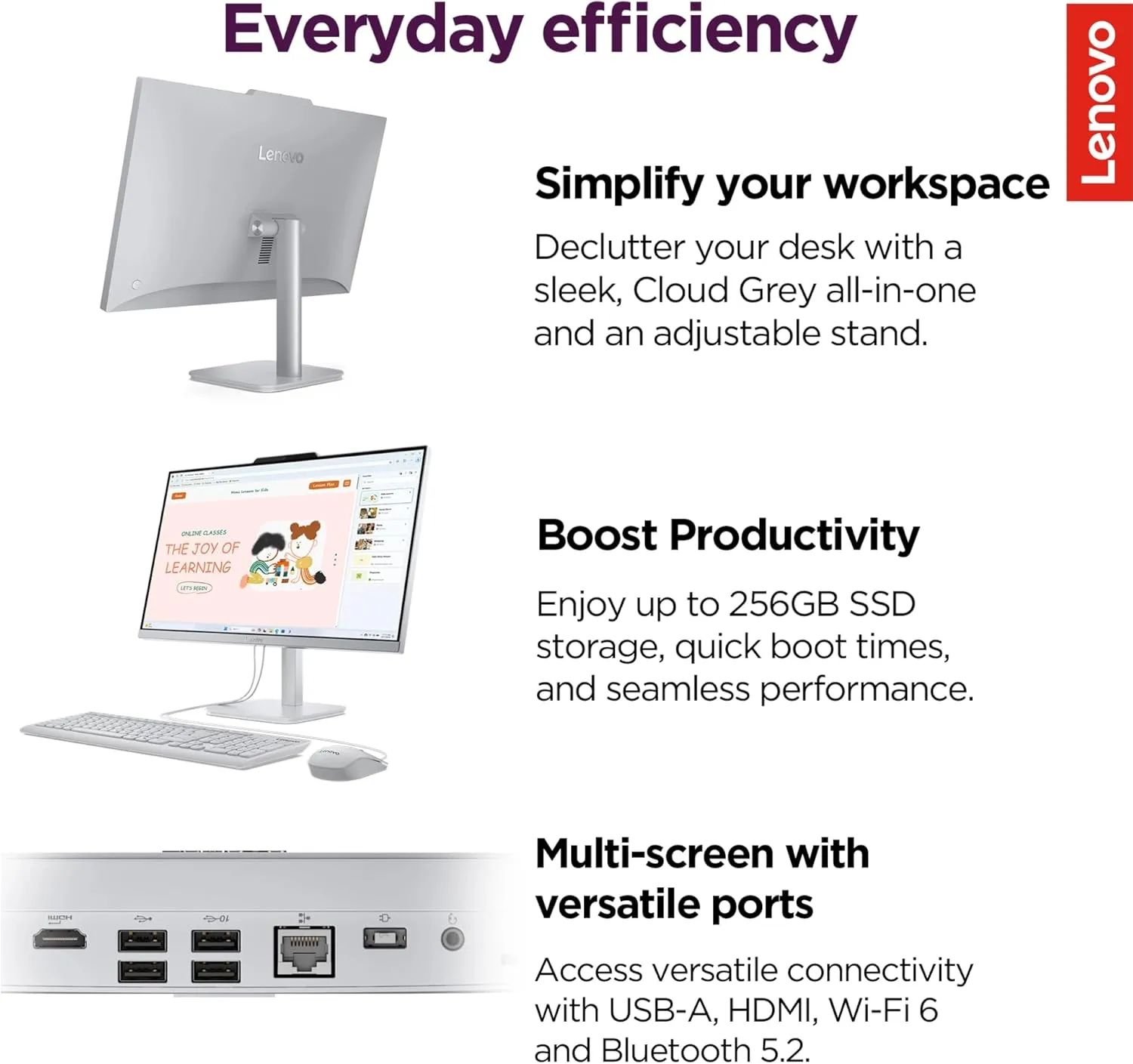 1768421028 61 Lenovo IdeaCentre Everyday Tasks 24 Full HD All in One Desktop Computer