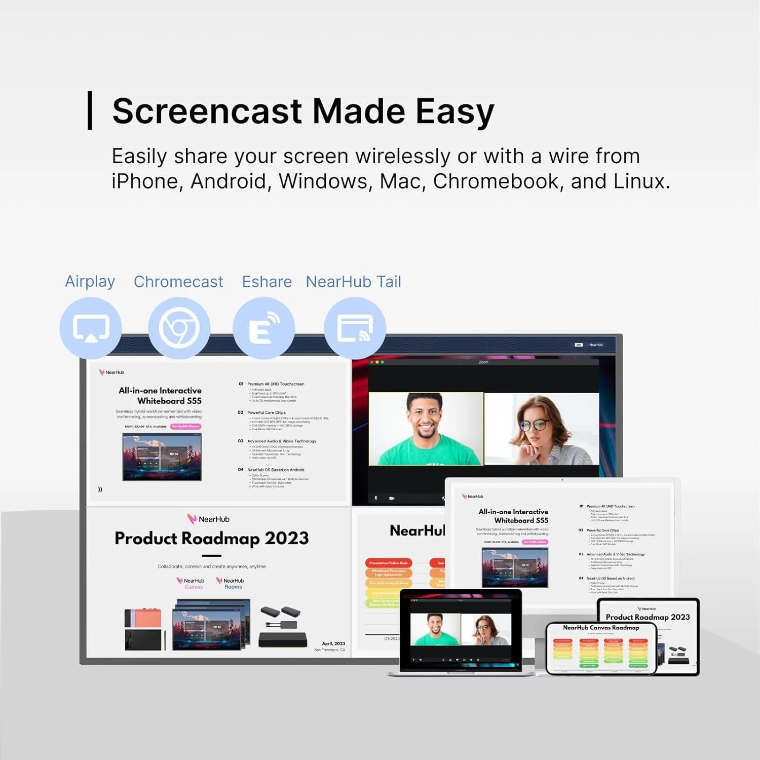 1768495165 578 NearHub 55 Interactive Smart WhiteboardAI Powered 4K CameraMEMS 24 mic Array