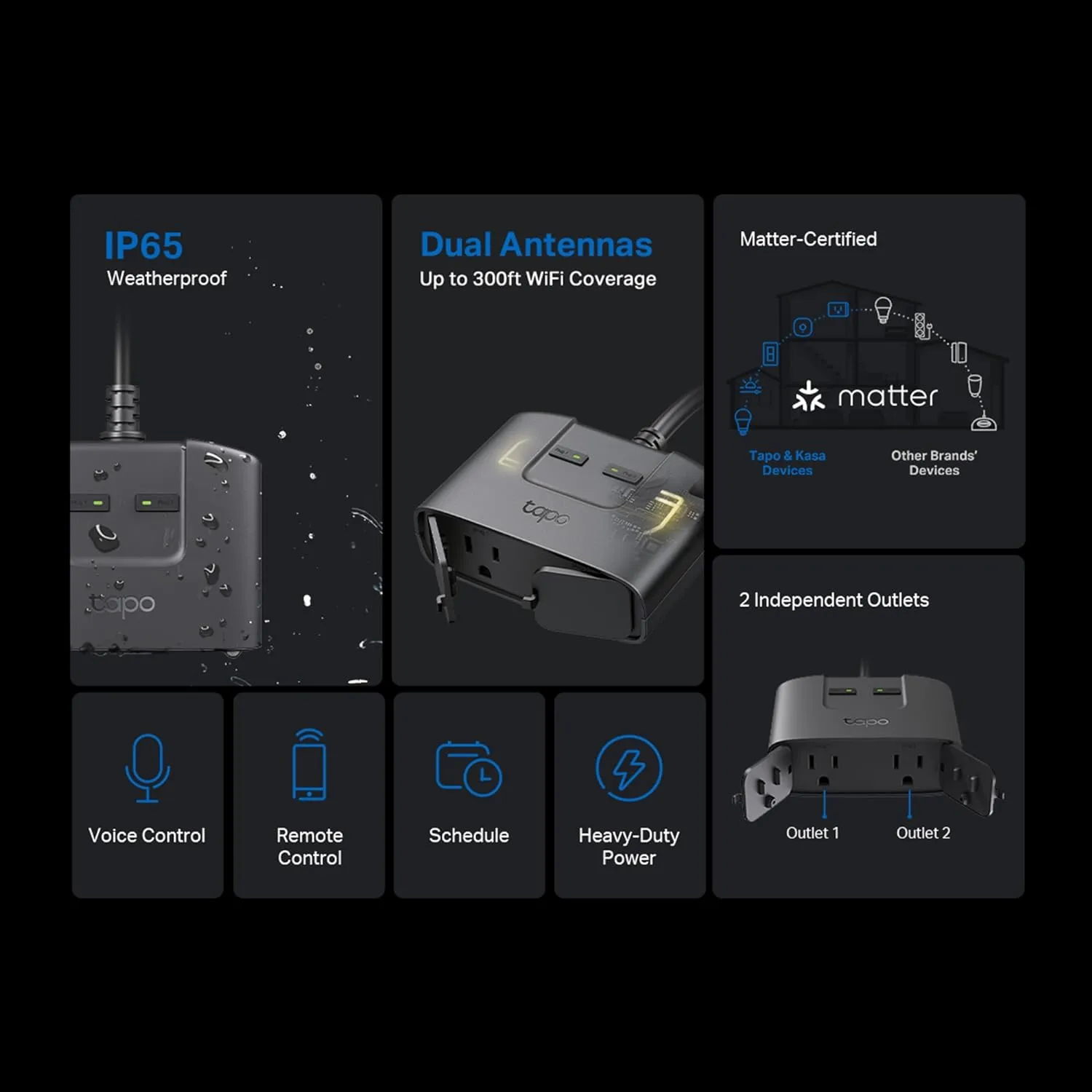 1768652423 906 TP Link Tapo Matter Outdoor Smart Plug 2 Individual outlets IP65