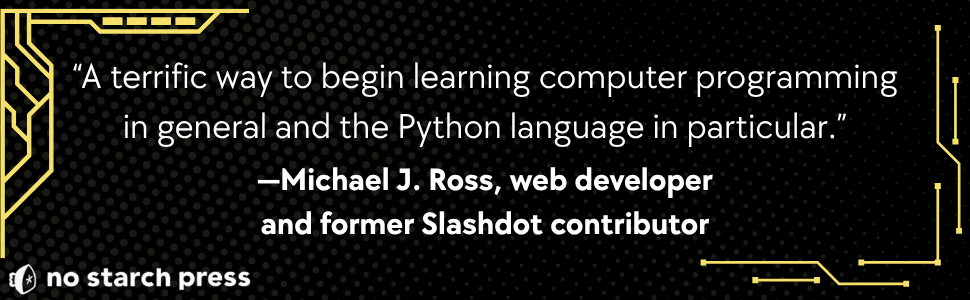 Review of Python Crash Course on black background with No Starch Press logo
