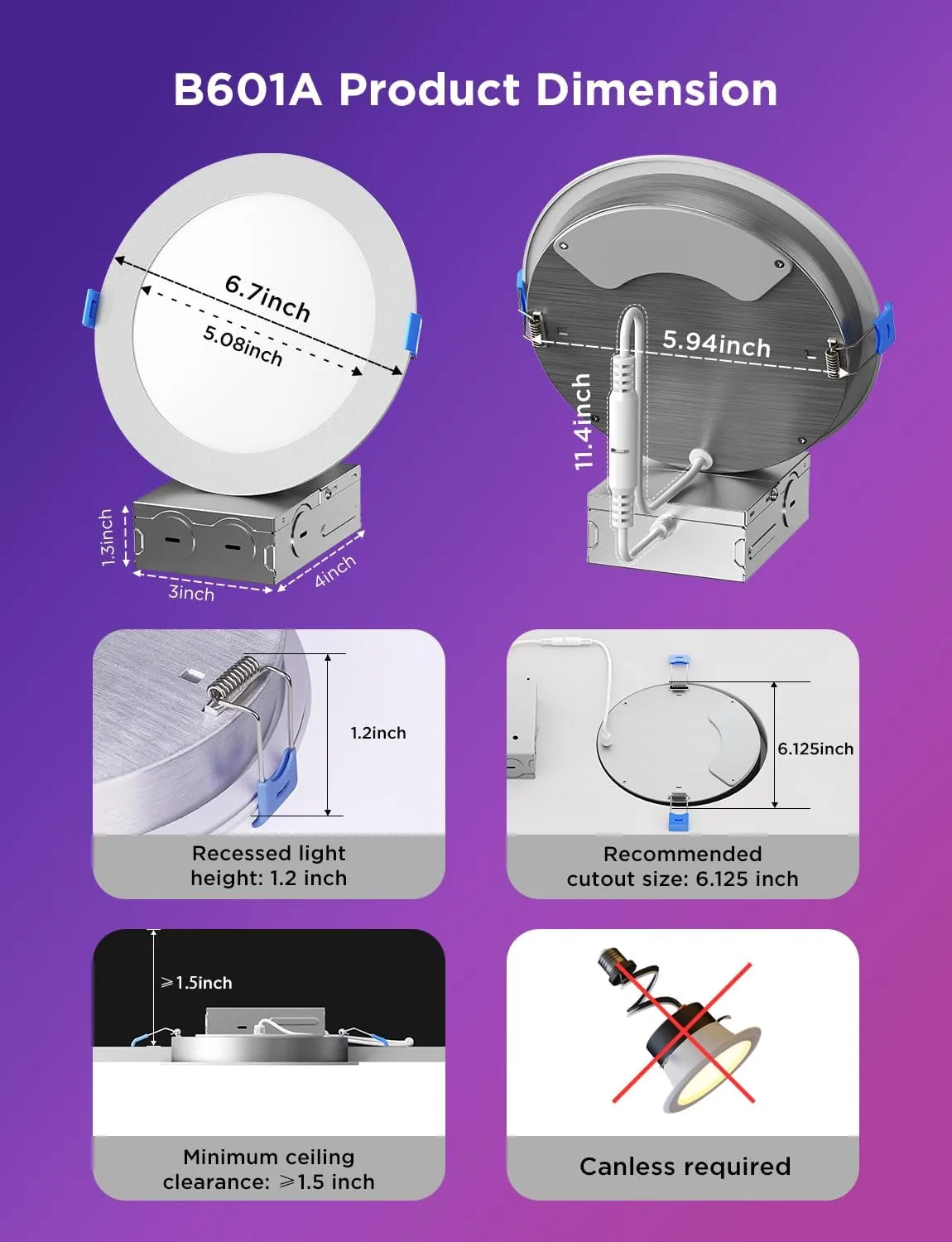 1768770832 578 Govee Smart Recessed Lighting 6 Inch Wi Fi Bluetooth Direct Connect