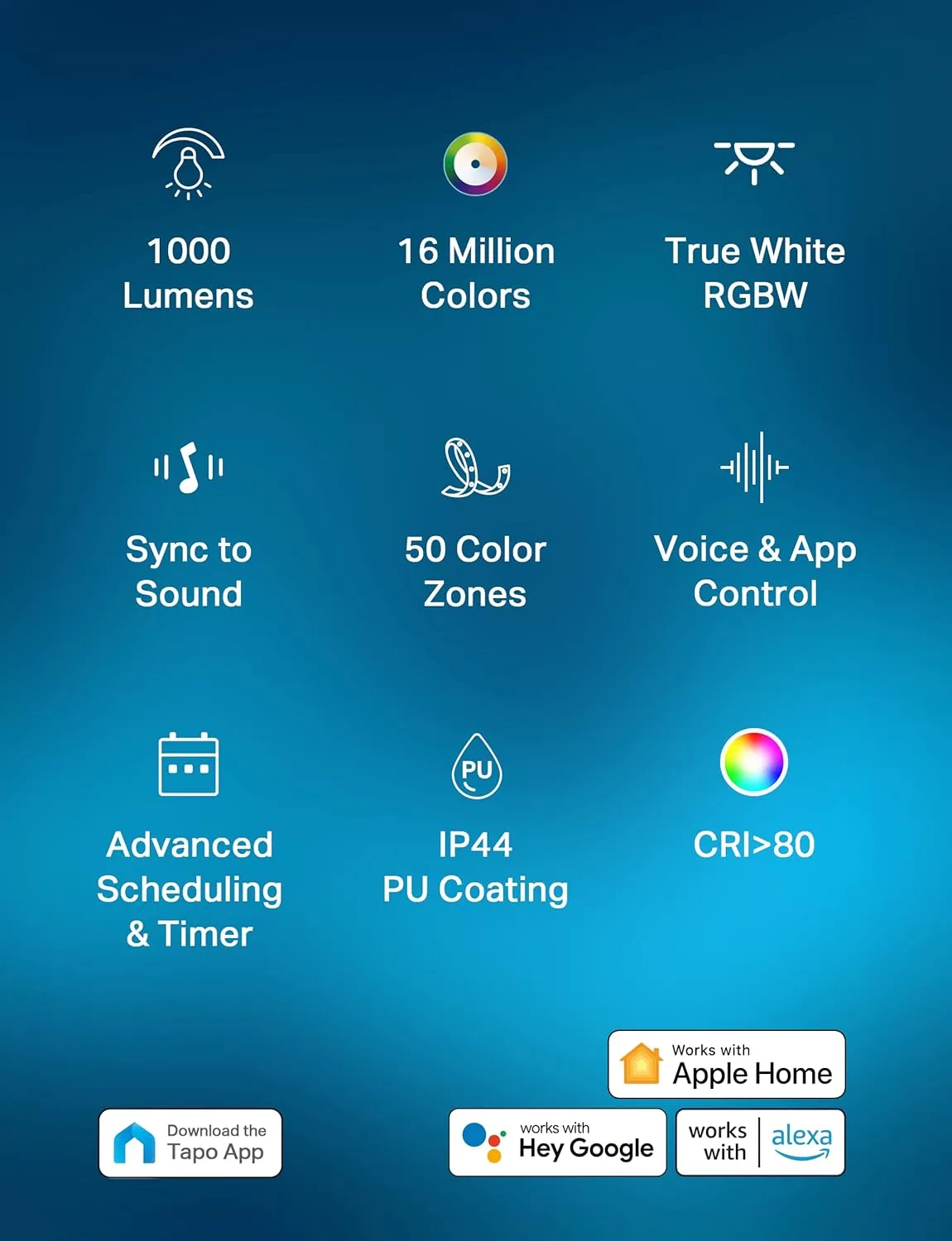 1768845805 144 Tapo TP Link RGBWIC Smart LED Light Strip 164Ft 1000 Lumens