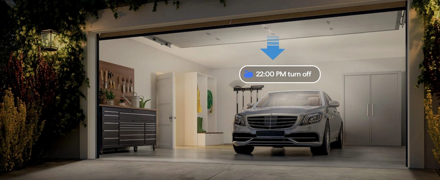 The smart garage door opener features a timer-controll