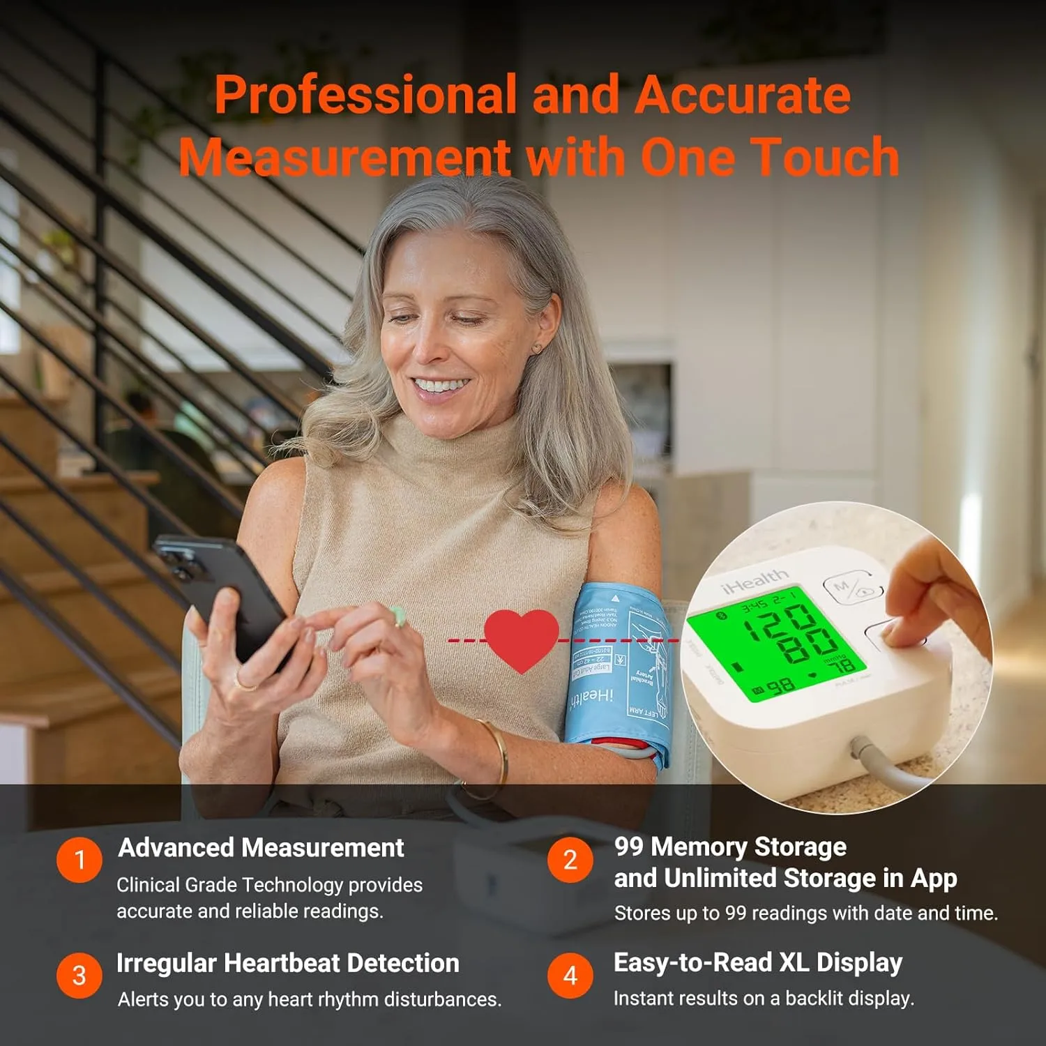 1769233174 731 iHealth Track Smart Upper Arm Blood Pressure Monitor with Wide