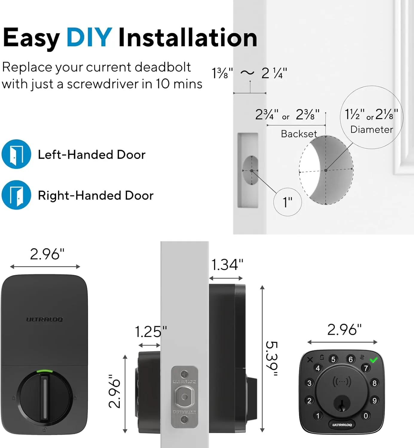 1769436798 852 ULTRALOQ Bolt NFC Smart Deadbolt Lock for Front Door Tap