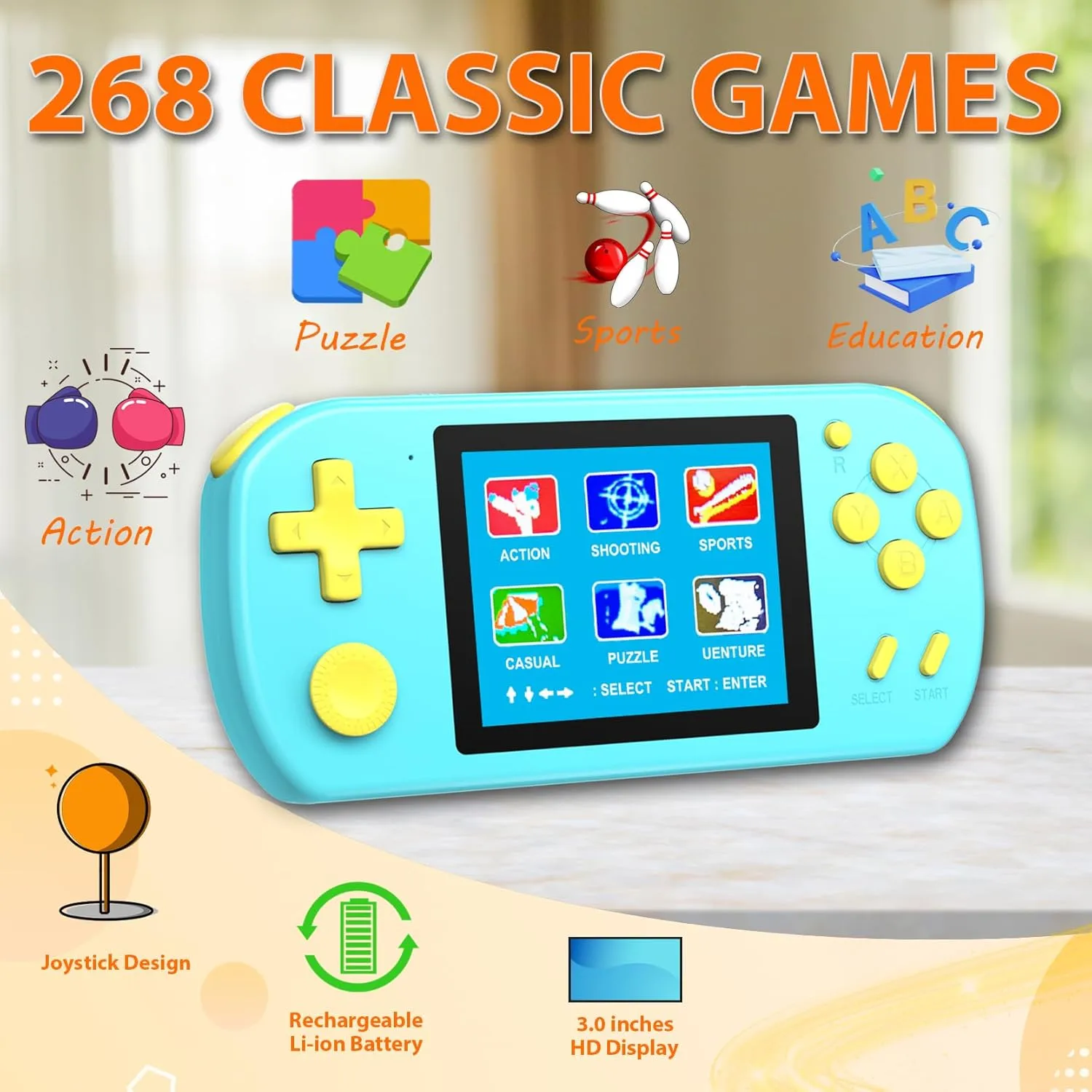 1769471463 366 Handheld Games for Kids Adults with Built in 268 Classic