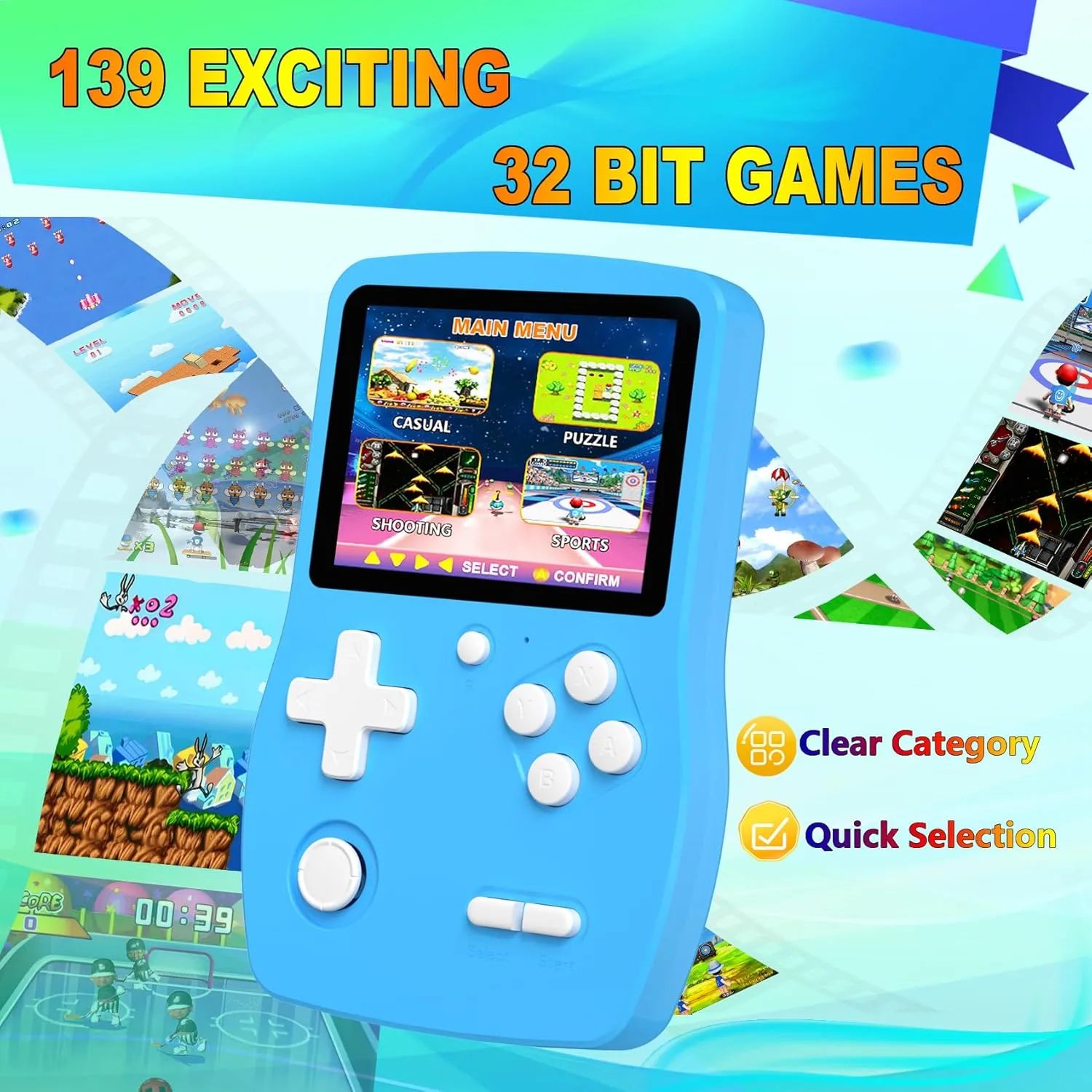 1769676295 569 32 Bit Handheld Games for Kids Preloaded 139 Video Games