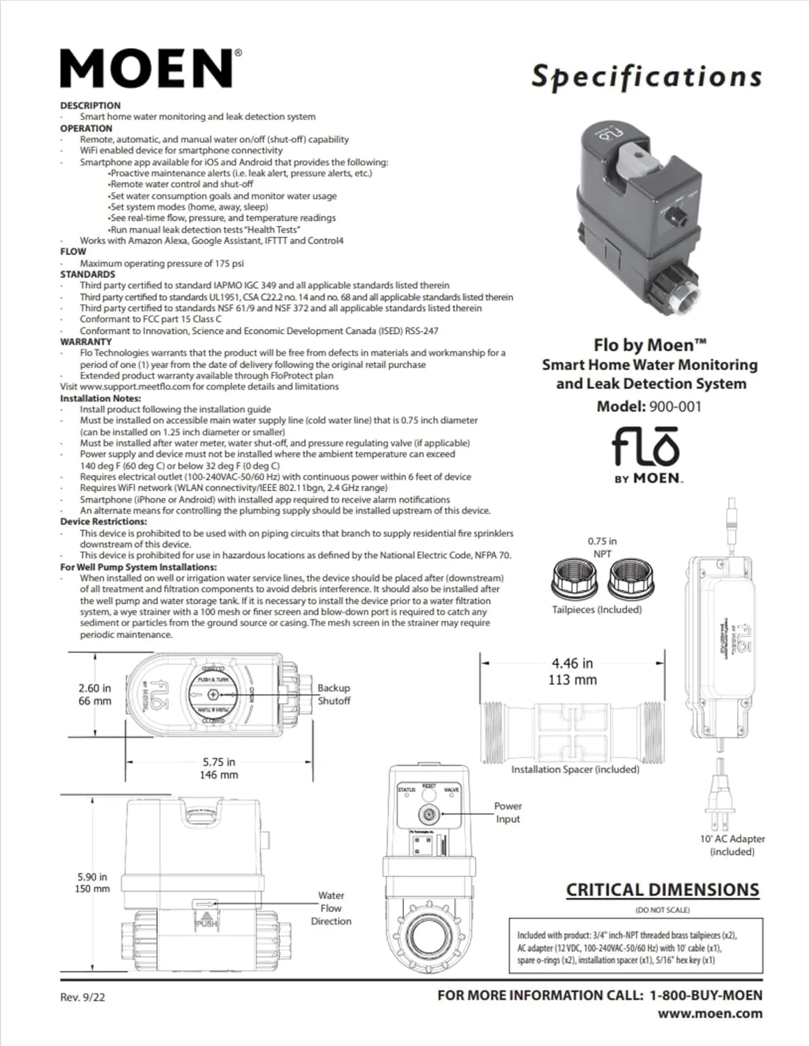 1769689169 711 Moen Flo Smart Water Monitor and Automatic Shutoff Sensor Wi Fi
