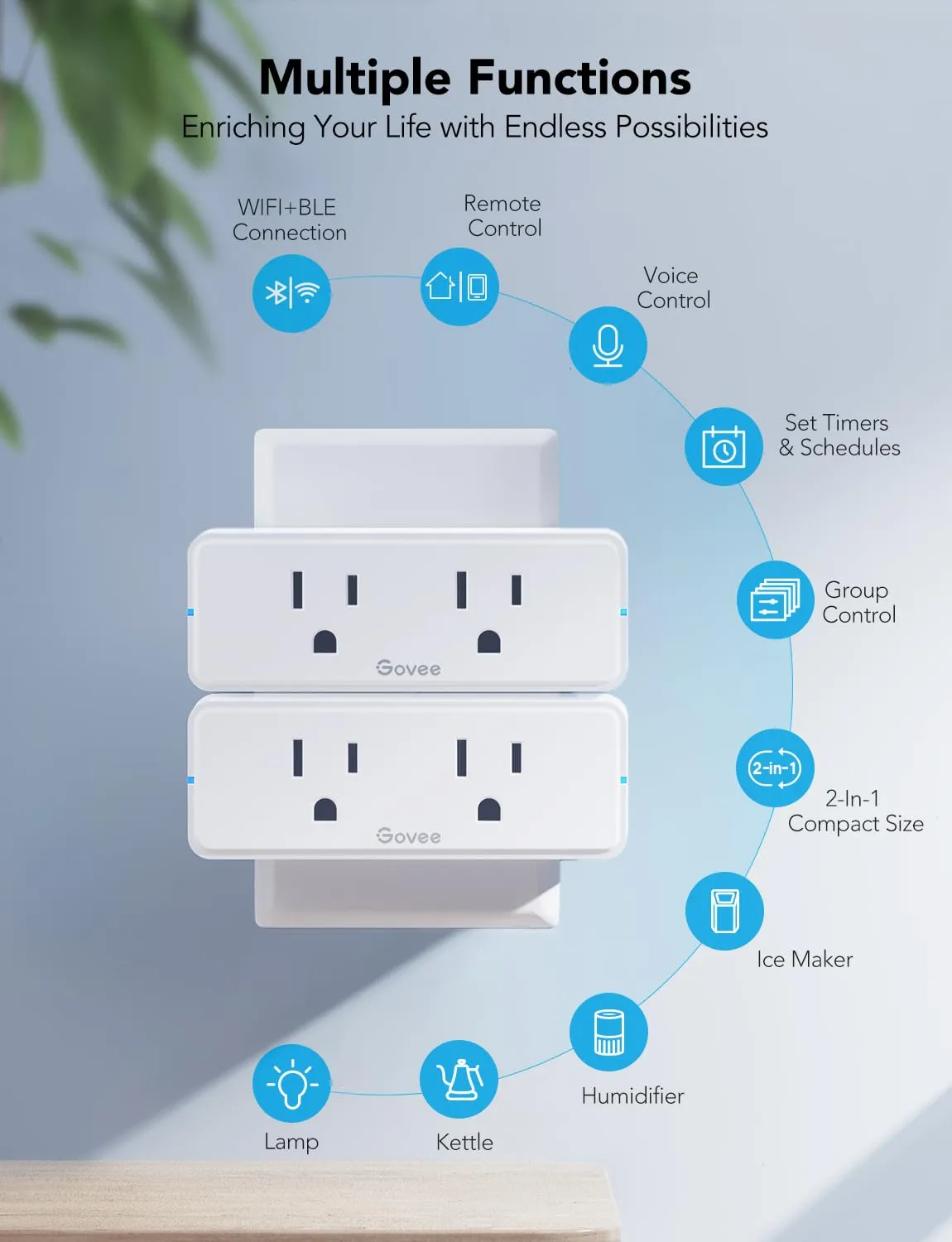 1769706472 648 Govee Dual Smart Plug 4 Pack 15A WiFi Bluetooth Outlet