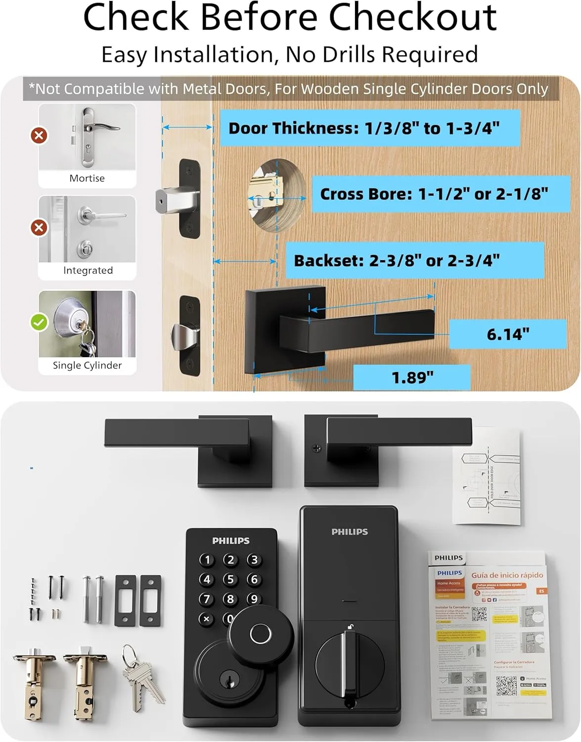 1769837318 997 Philips WiFi Keypad Door Lock with Handle Built in WiFi APP