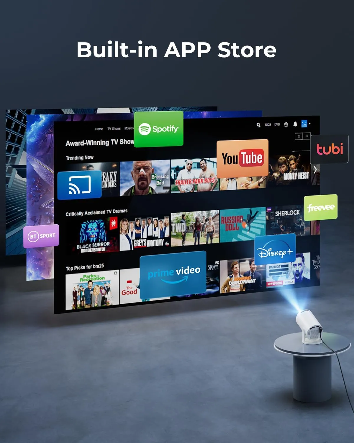 1769868012 296 CLOKOWE Mini Projector with WiFi and Bluetooth Built in Apps Smart