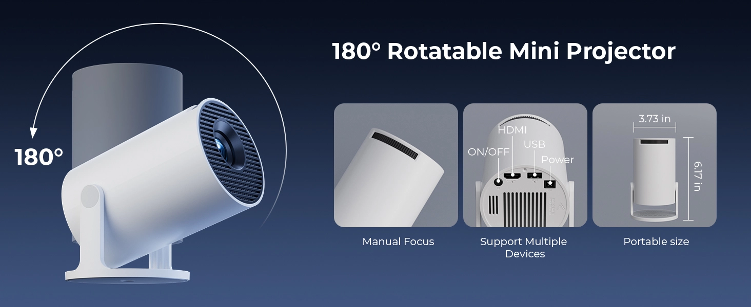180° rotatable mini projector