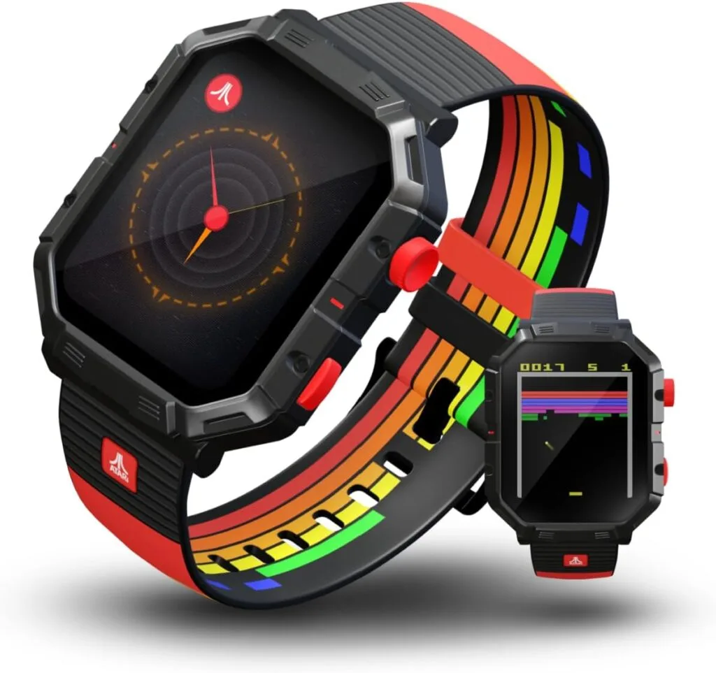 Atari 2600, Retro Gaming Smart Watch with Selective Tech, All Day Fitness Tracker, Built-in Centipede™, Pong™, Missile Command™, Super Breakout™, IP68 Water Resistant