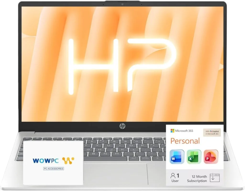 HP 15.6″ Business Laptop Computer with Microsoft 365 • 2025/2026 Edition • Copilot AI • Intel 4-Core N100 CPU • 1.1TB Storage (1TB OneDrive + 128GB UFS) • 8GB RAM • Windows 11 • w/o Mouse