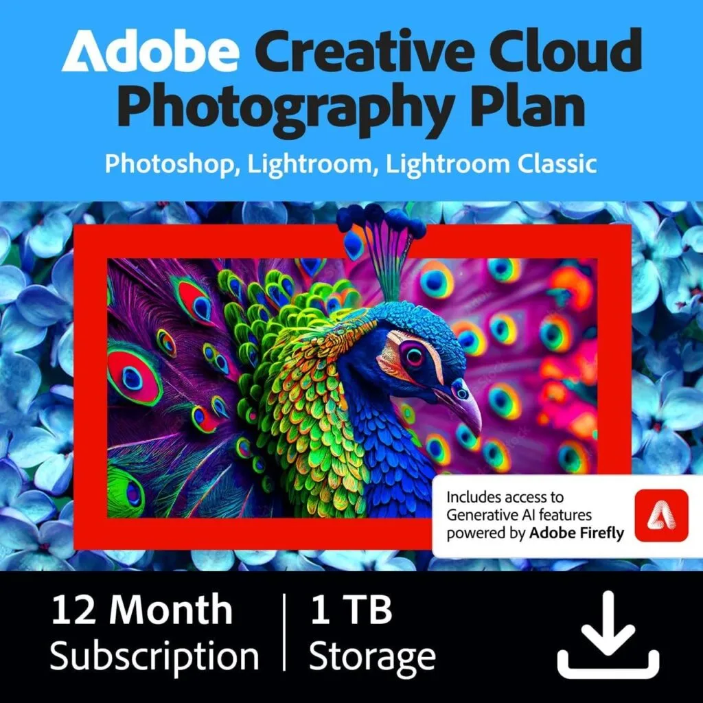 Adobe Creative Cloud Photography Plan 1TB (Photoshop + Lightroom) | 12-month Subscription with auto-renewal