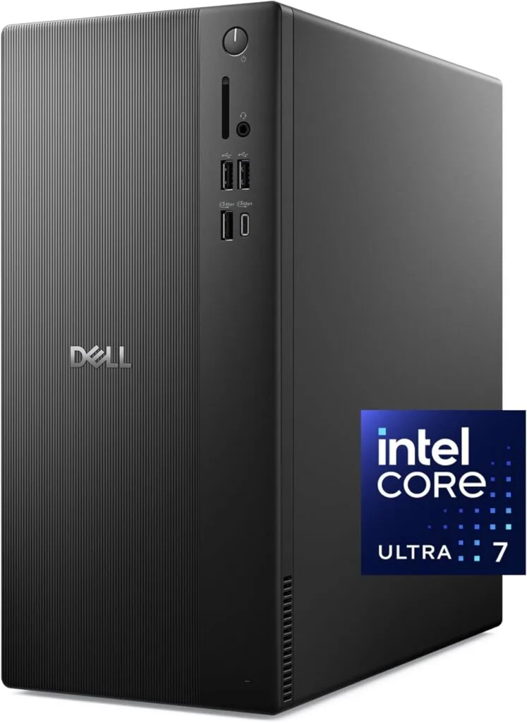 Dell Tower Desktop ECT1250 – Intel Core Ultra 7-265 Processor, Intel UHD Graphics, 32GB Memory, 1TB M.2 SSD, 3.0 SD Card Reader, Dell Wired Keyboard and Mouse, Windows 11 Home, Basic Onsite Service