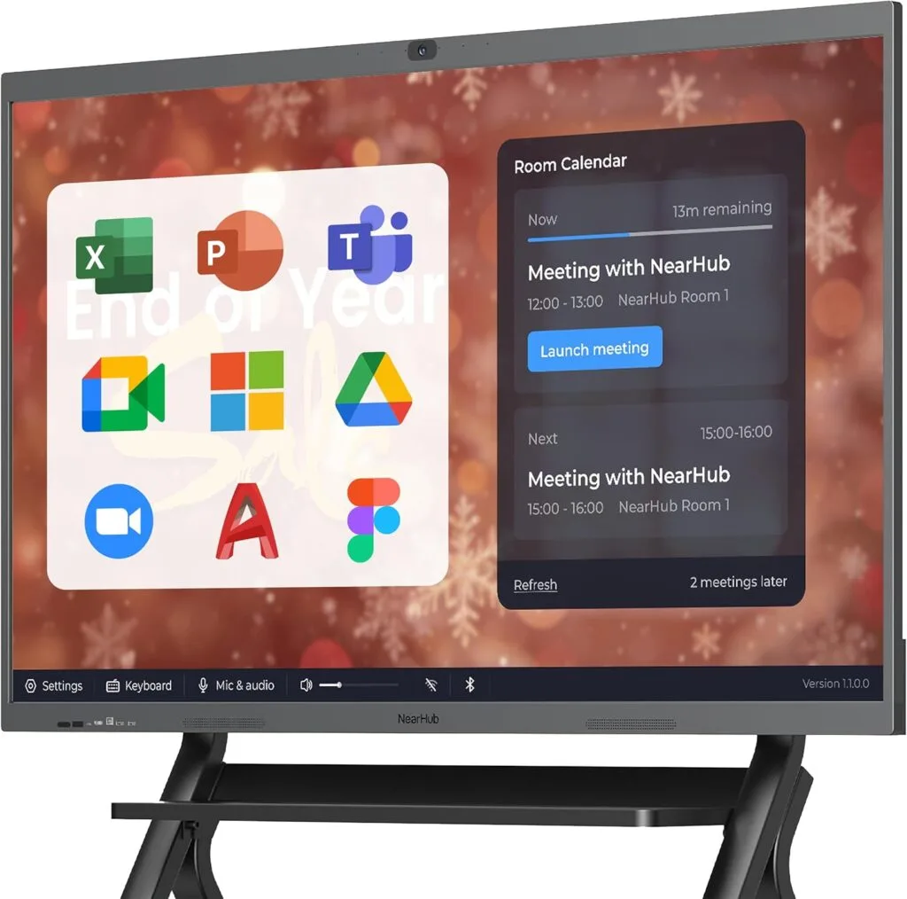 NearHub S Pro 4K UHD Smart Board,55″Windows 11 Interactive Whiteboard for Business&Education,Touchscreen Display with Built-In Camera & Microphones,All-in-One Collaboration Device for Hybrid Meetings