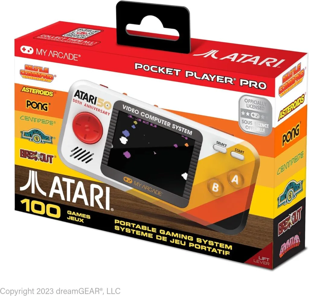 My Arcade Atari Pocket Player Pro: Handheld Portable Video Game Console with 100 Games, 2.75″ Color Display, Ergonomic Design