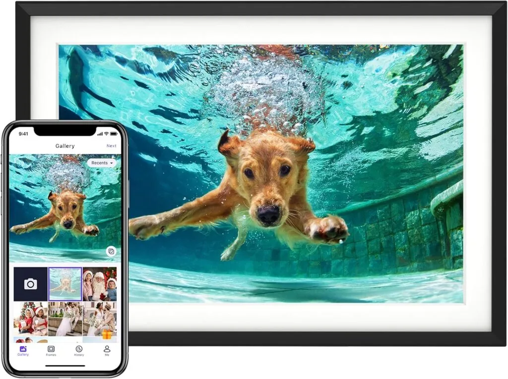 10.1” Digital Picture Frame with 32GB Storage, Digital Photo Frame with 1280×800 IPS Touch Screen, Share Photos/Videos and Send Best Wishes via Free App