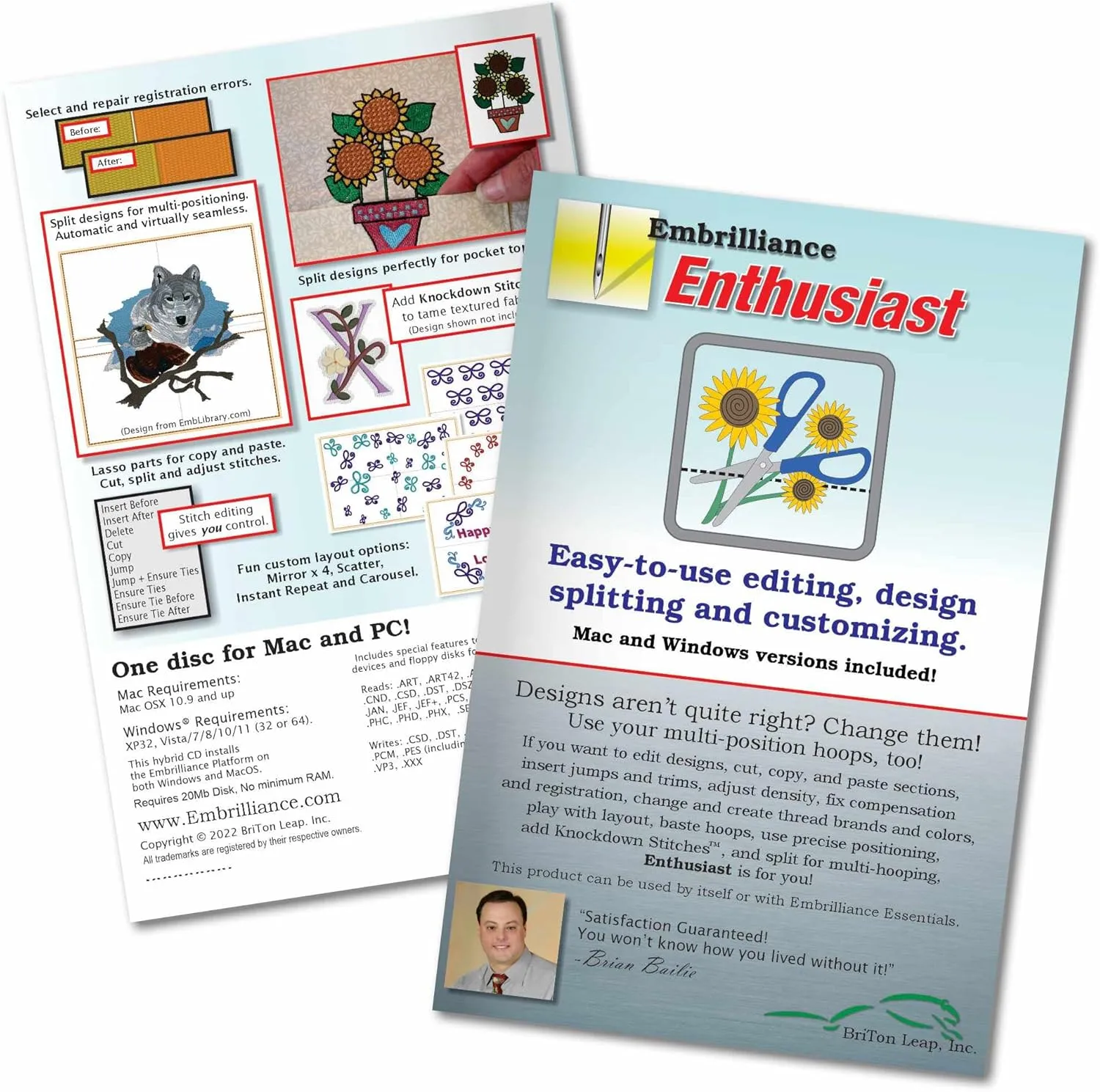 Embrilliance Enthusiast Embroidery Software for Mac PC