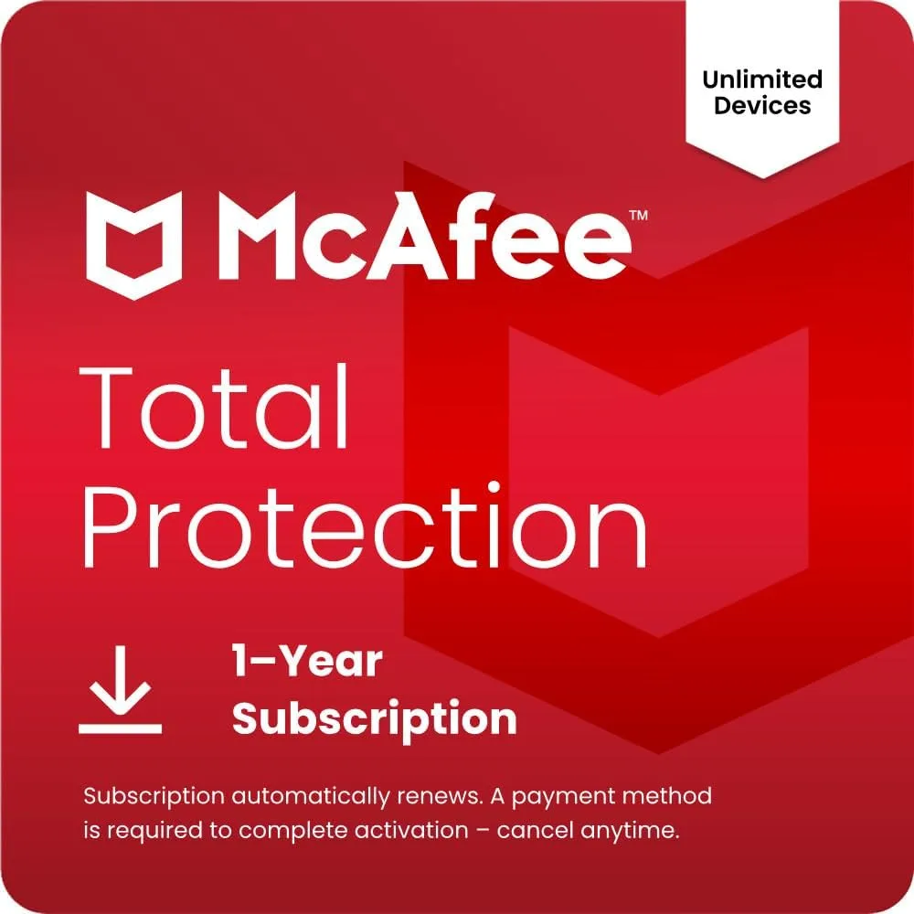 McAfee Total Protection Unlimited Devices AntiVirus Software 2026 for Windows