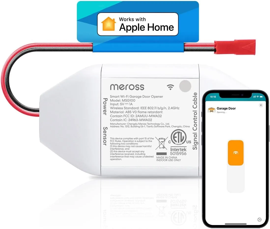 meross Smart Garage Door Opener Remote Compatible with Apple HomeKit