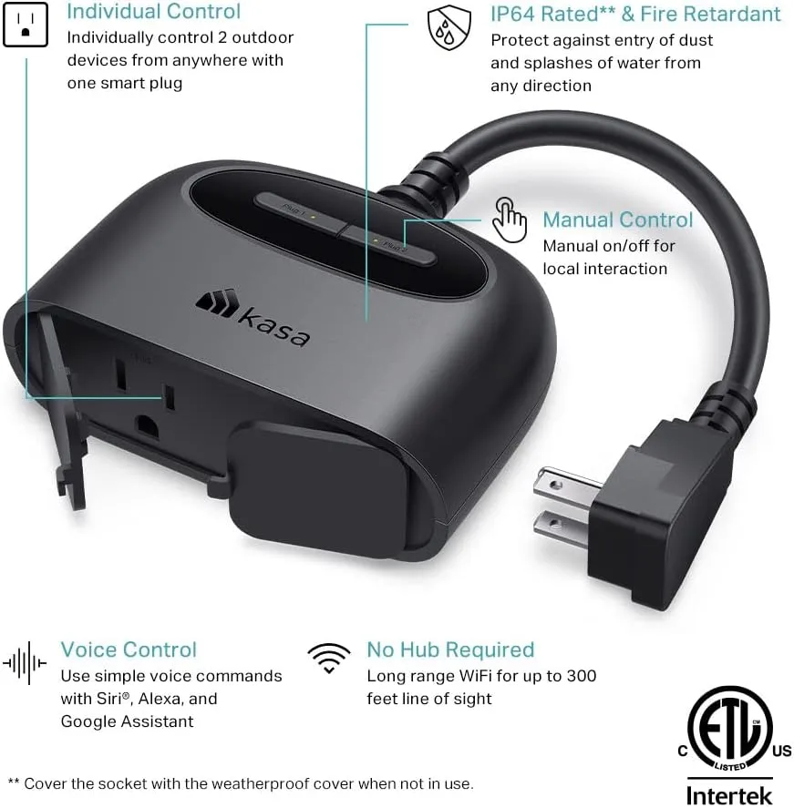 1770028138 577 Kasa Apple HomeKit Outdoor Smart Plug 2 Sockets IP64 Weather
