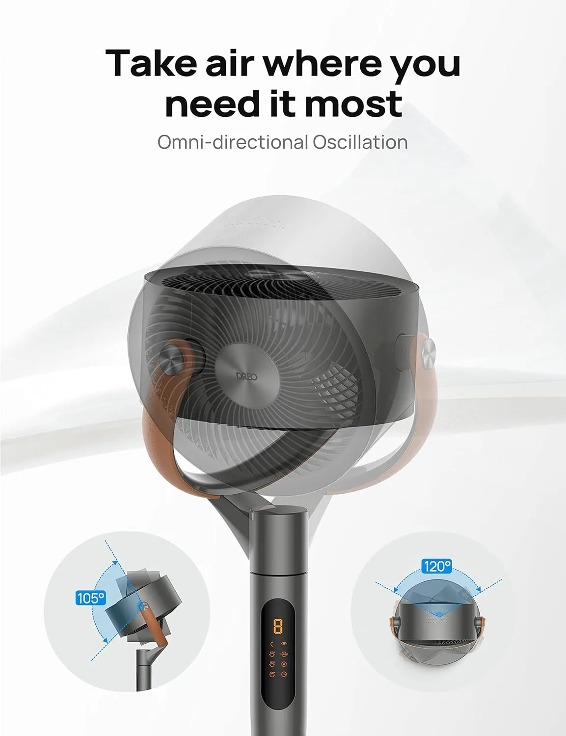 1770803662 823 Dreo Smart Fan for Bedroom 120%C2%B0105%C2%B0 Omni directional Oscillating Standing Fans