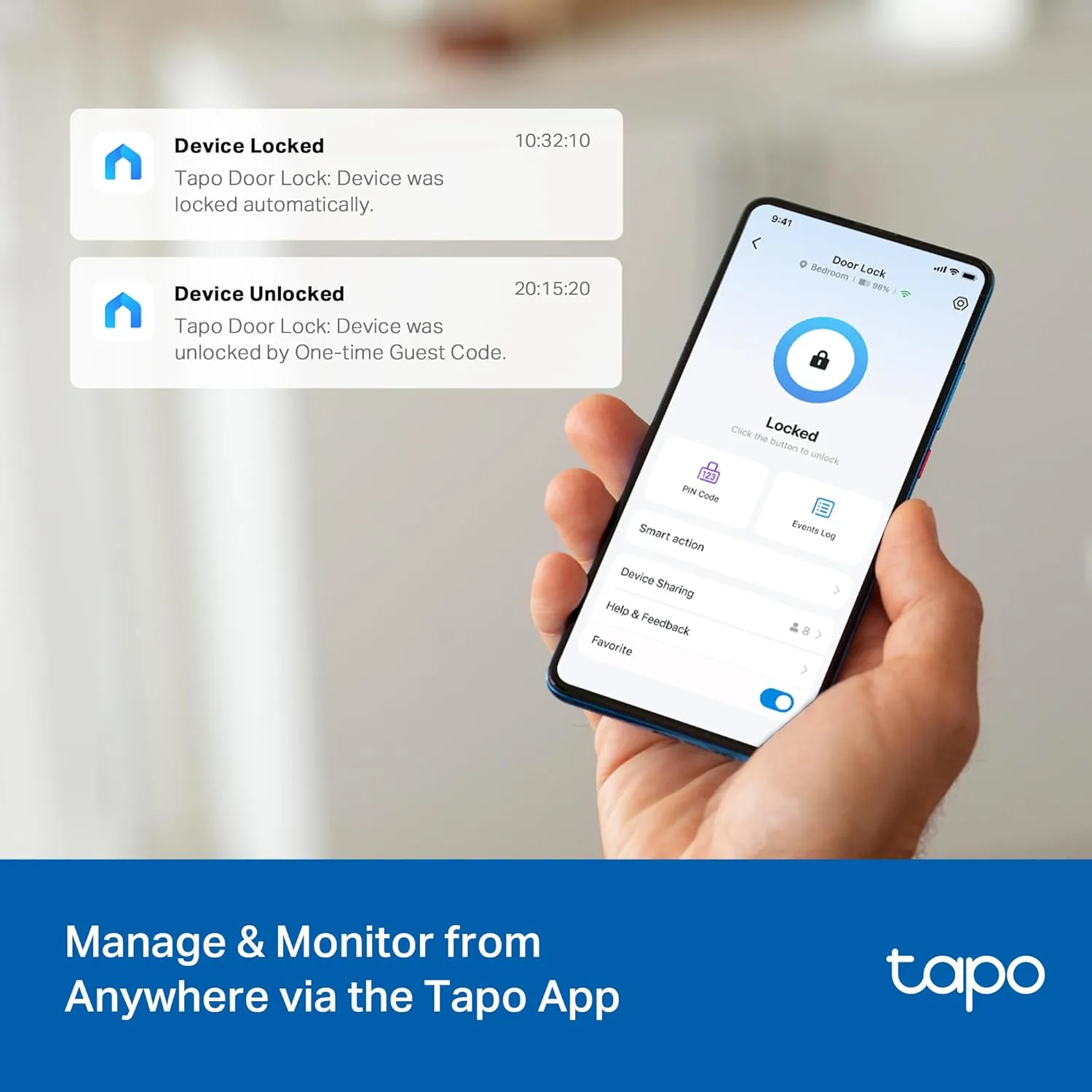 1770839286 687 Tapo Smart Wi Fi Deadbolt Door Lock %E2%80%93 Keyless Tactile Buttons