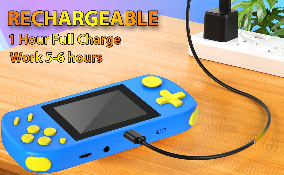 TEBIYOU Hand held Game Console for Kids - Rechargeable Work 5-6 Hours